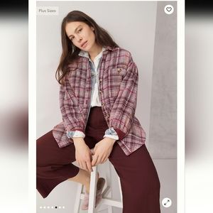Anthropologie Hudson Plaid Shirt Jacket Size M